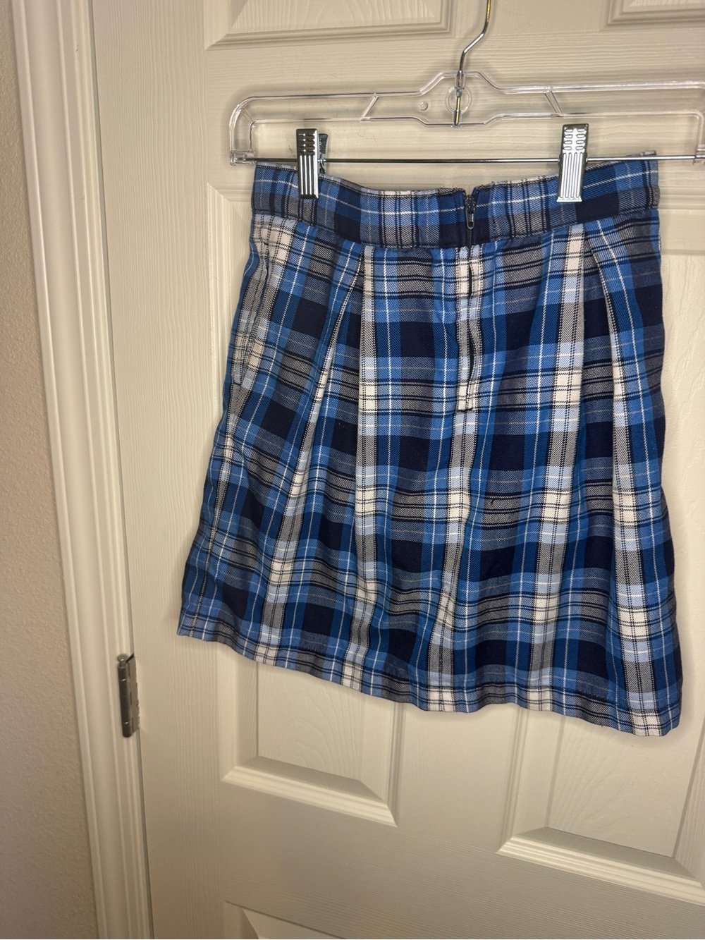 Lands' End Girls Blue Plaid Pleated Skort Size 10 Pockets School Tennis - Picture 3 of 6